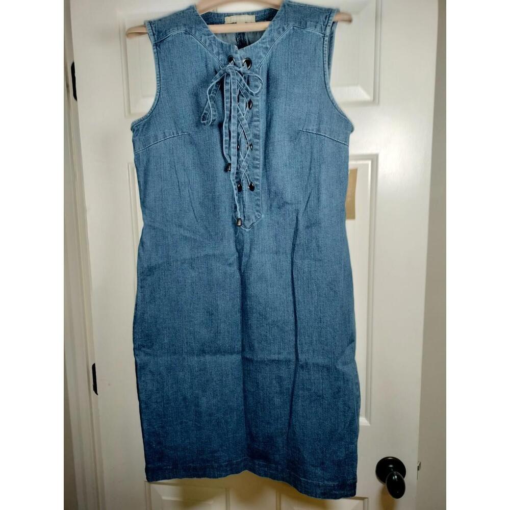 NWT Hope & Harlow Indigo Denim Sleeveless‎ Shift Dress Women's Size 6